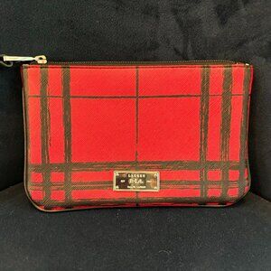 Lauren Ralph Lauren Zippered Striped Wristlet Clutch Red / Black